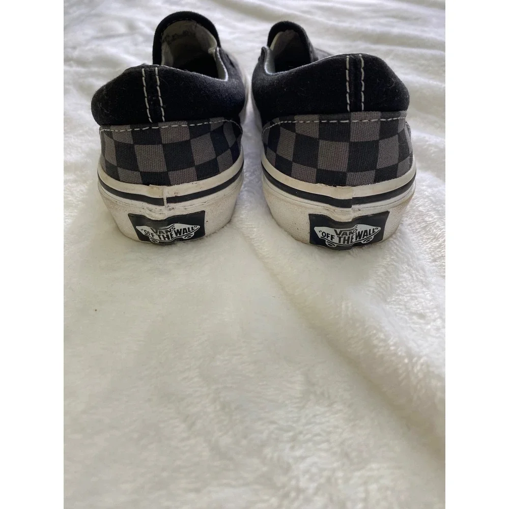 Vans Kids Slip-On Checkerboard Black Pewter Grey Sneakers Size 12.5 Kids